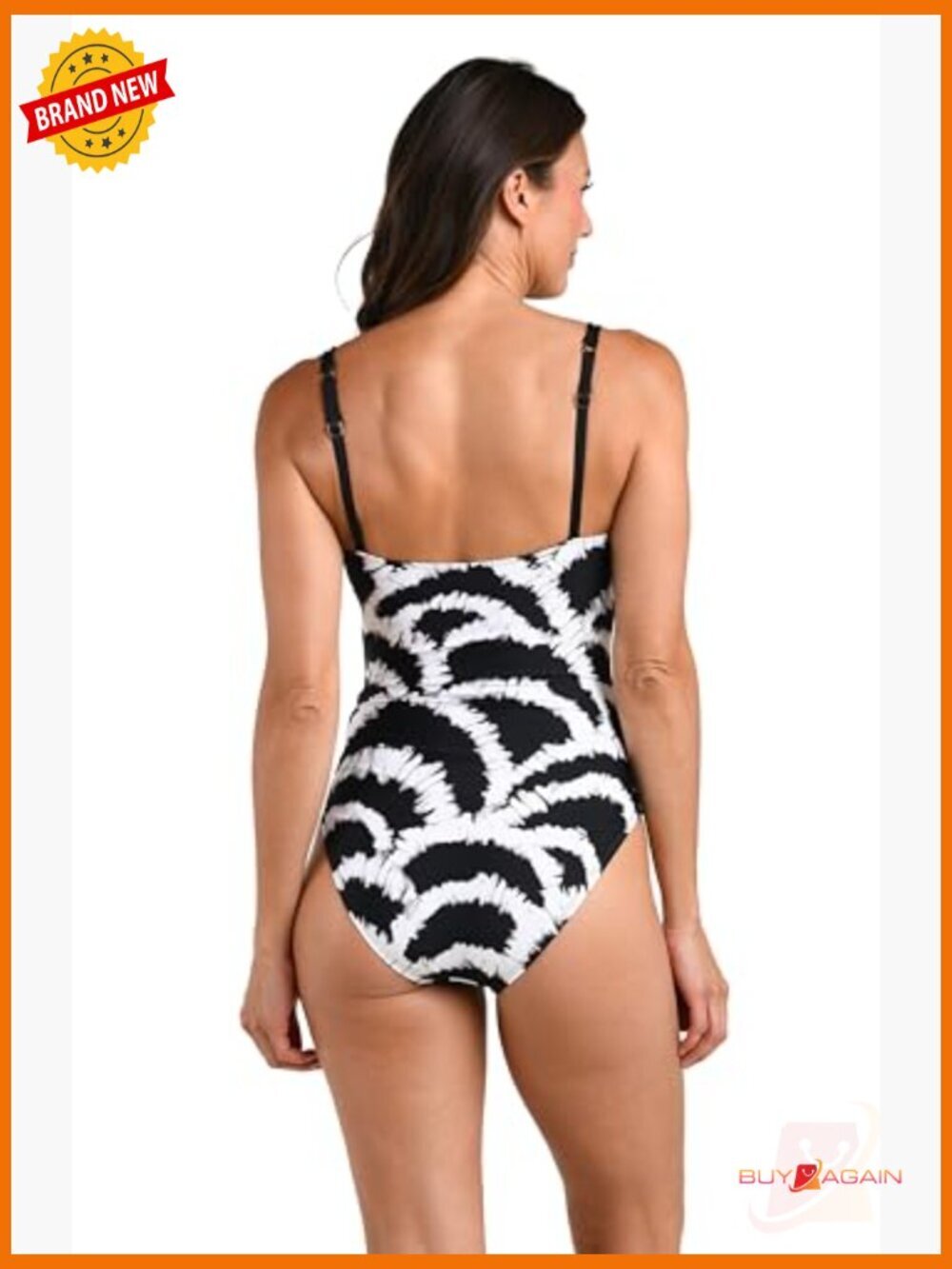 One Piece Swimsuit Tummy Control Ruched Body Adjustable Straps - Picture 2 of 4